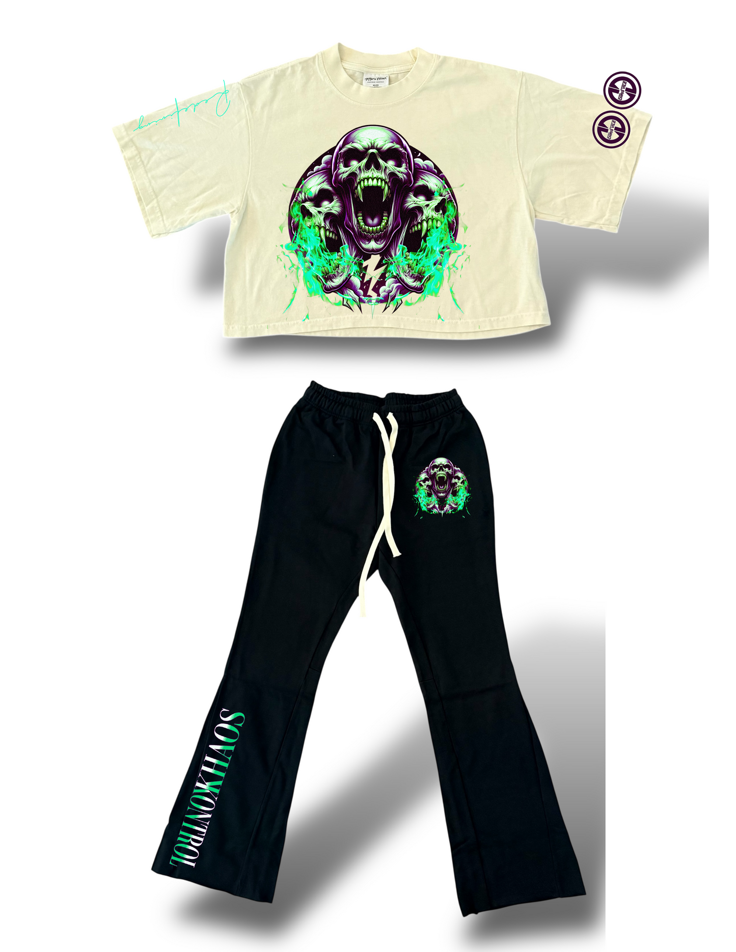 Men’s 2 piece Kontrol khaous stacked jogger & boxed shirt set