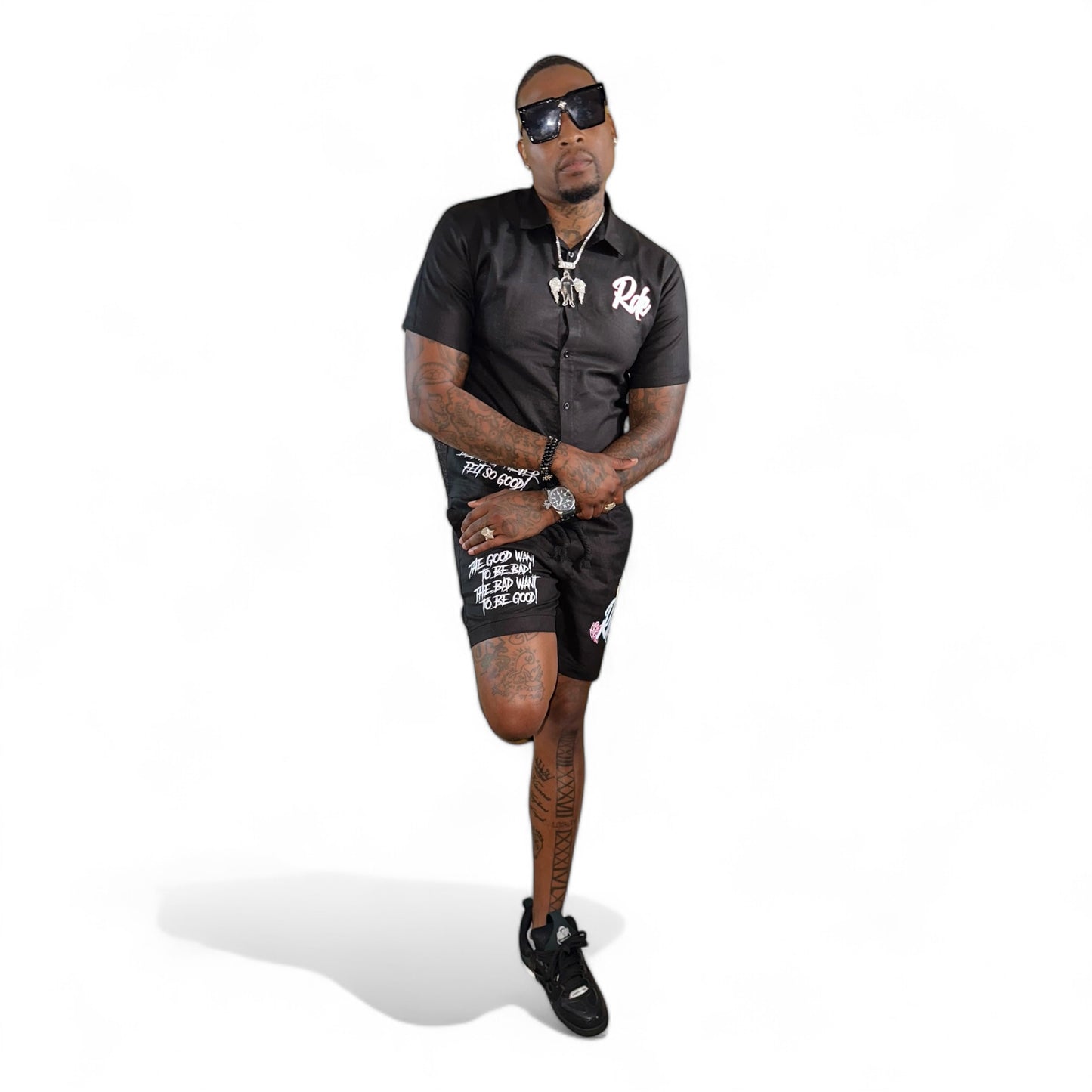 RDE men’s button up short set