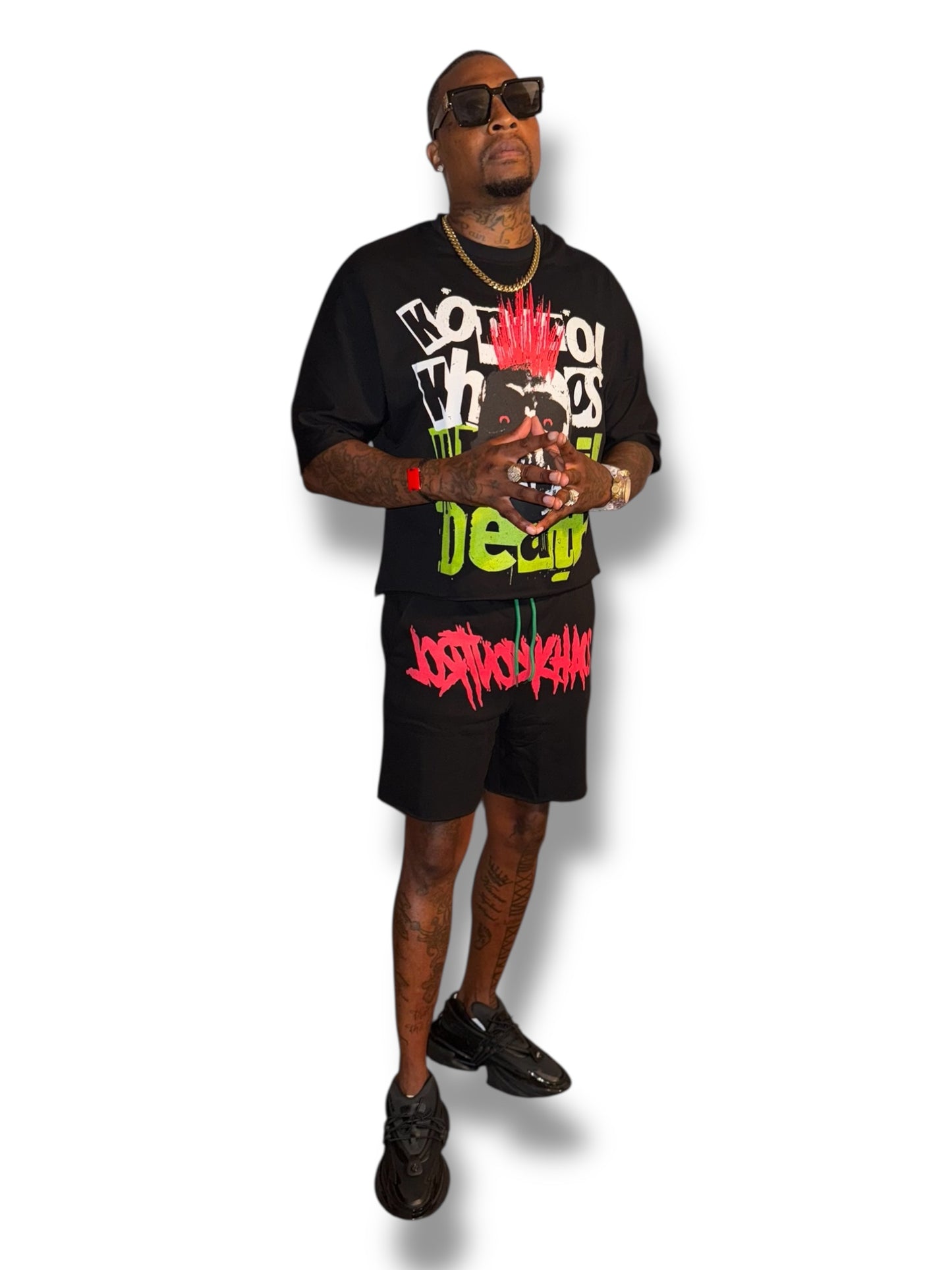 Kontrol Khaous No Fear Black 2 piece short set