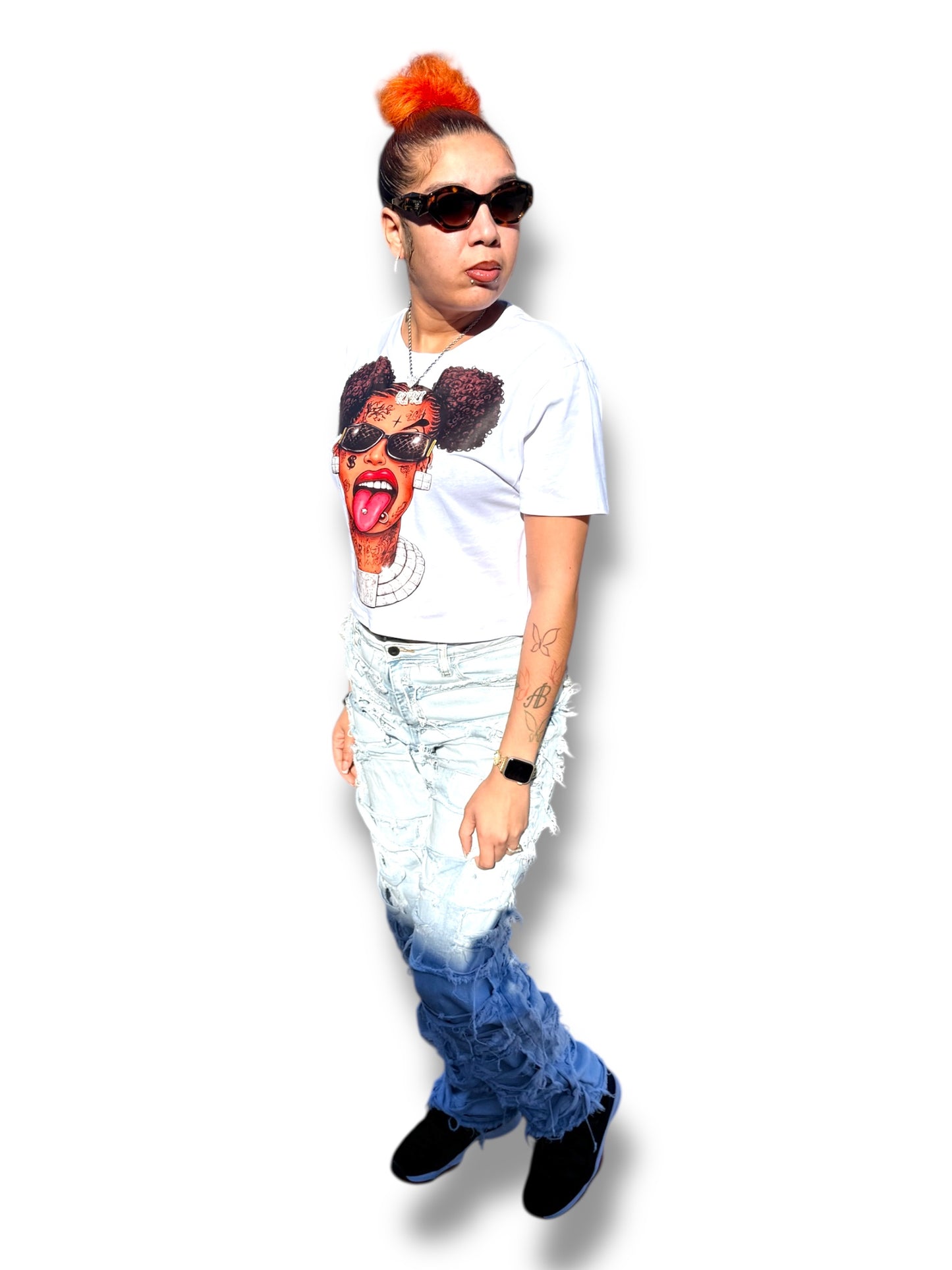 Stupid fresh woman’s character cropped box shirt