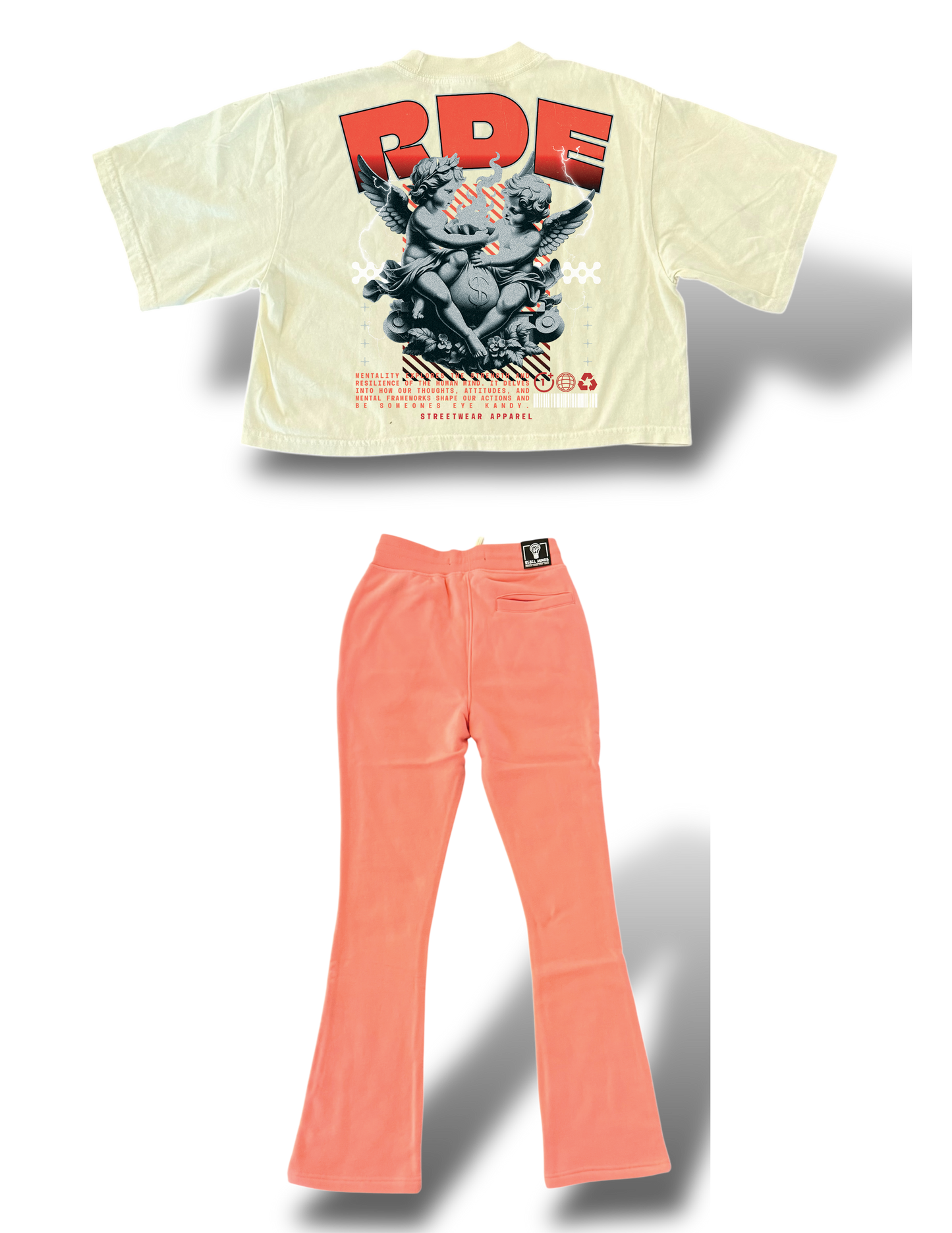 2 piece RDE stacked jogger & cropped shirt set