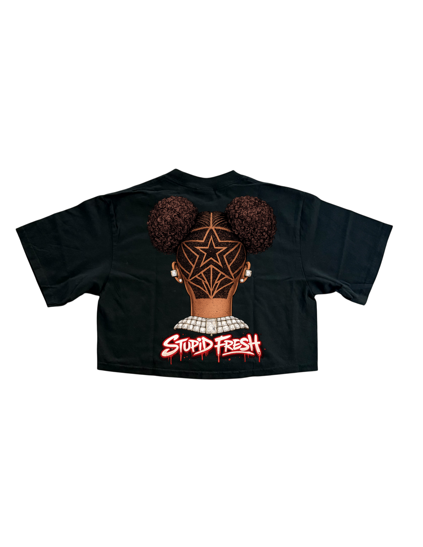 Stupid fresh woman’s character cropped box shirt