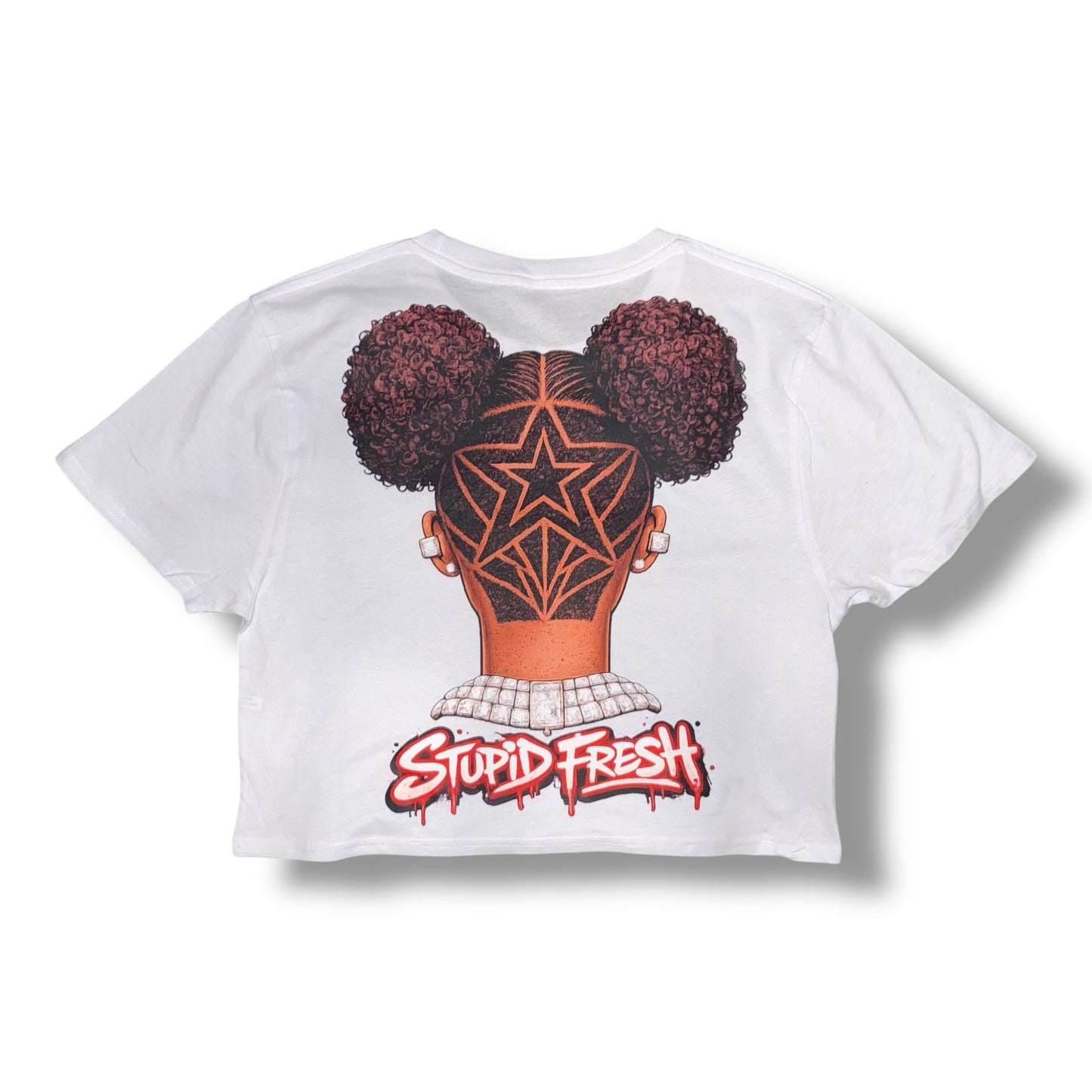 Stupid fresh woman’s character cropped box shirt