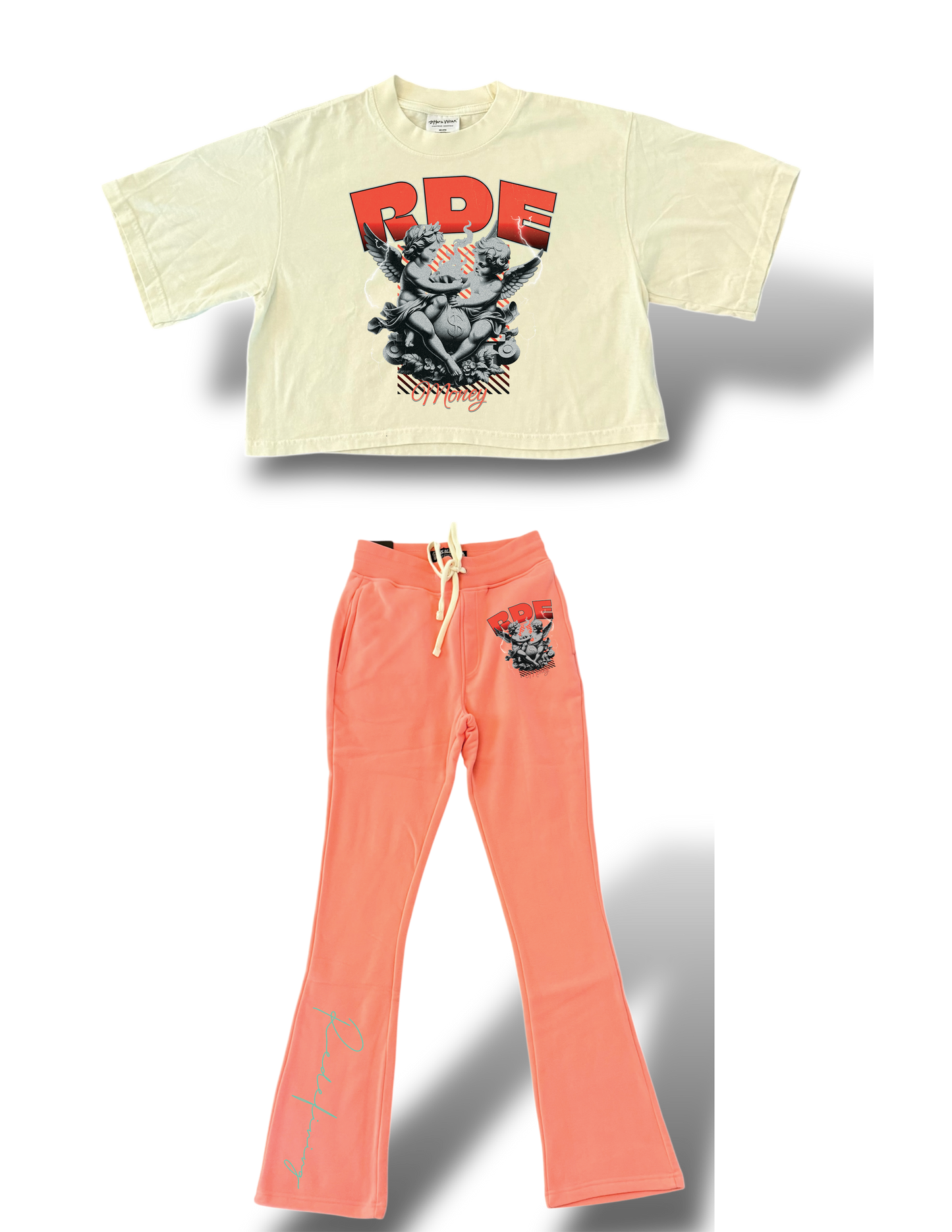 2 piece RDE stacked jogger & cropped shirt set