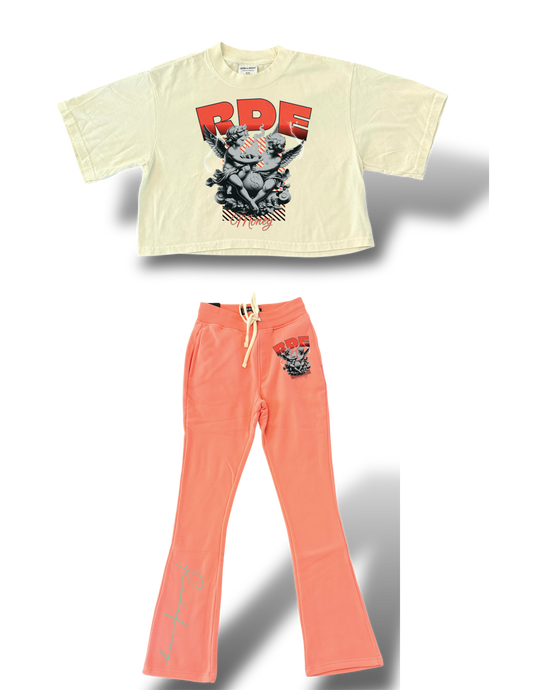 2 piece RDE stacked jogger & cropped shirt set