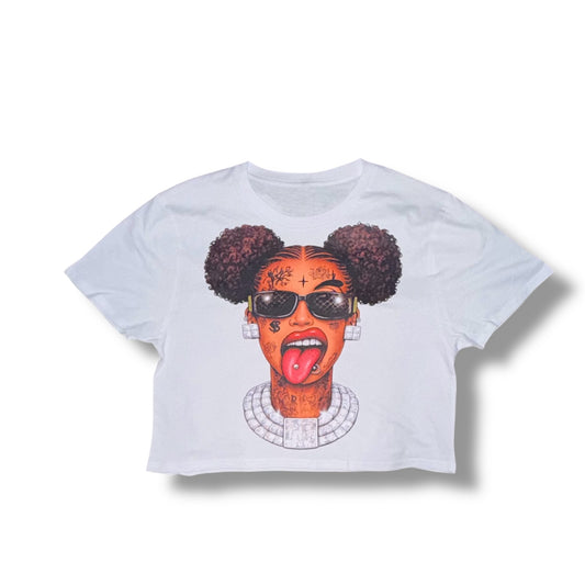 Stupid fresh woman’s character cropped box shirt