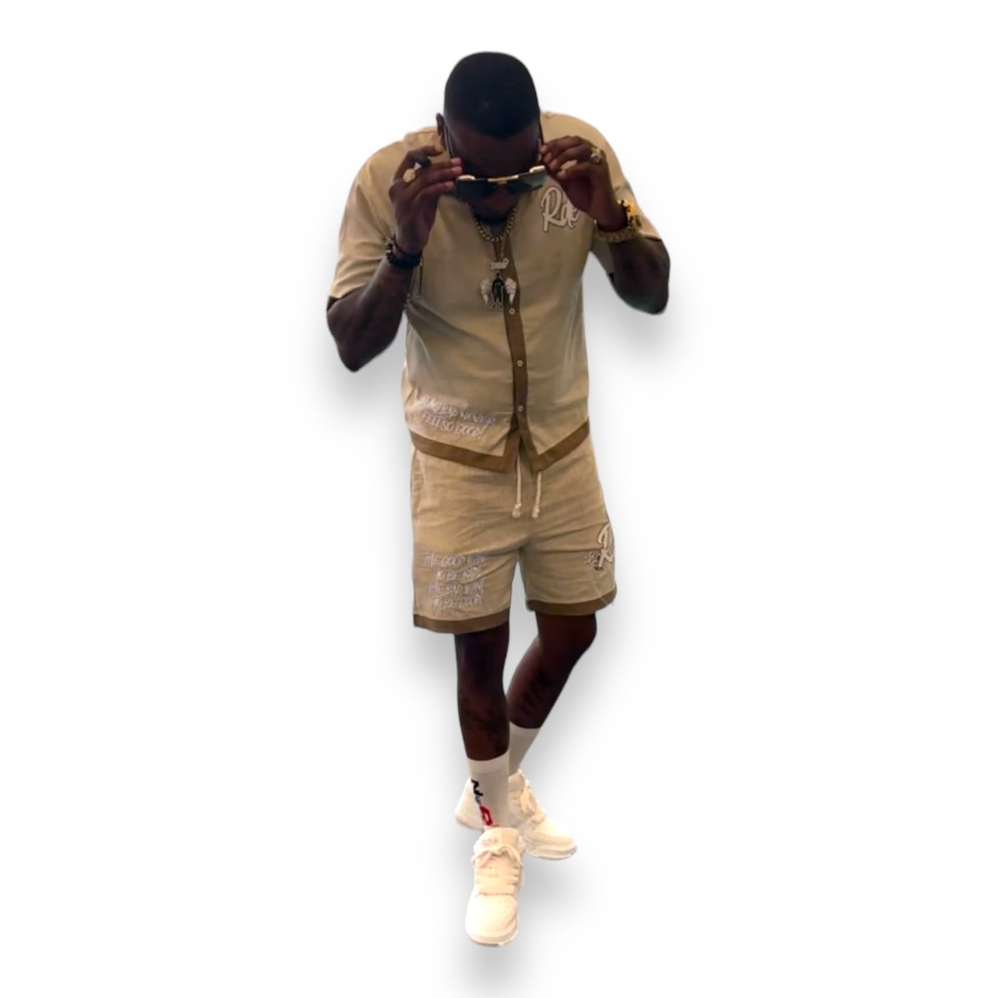 RDE Button up short set