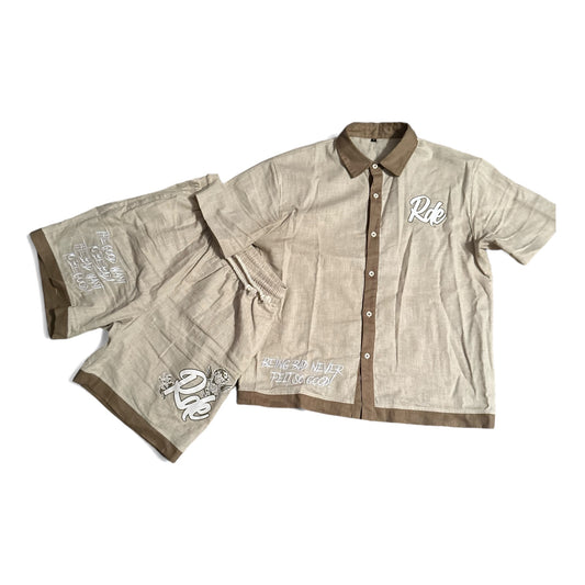 RDE Button up short set
