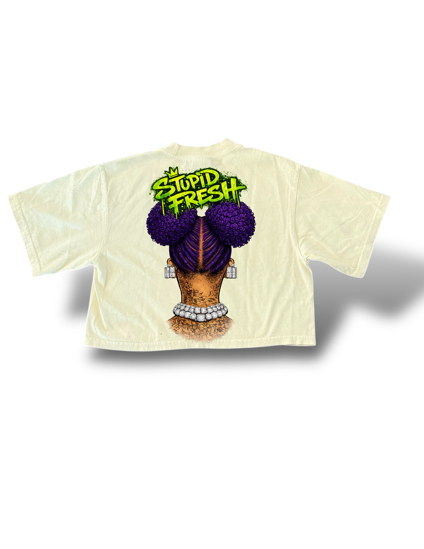 Stupid fresh woman’s character cropped box shirt