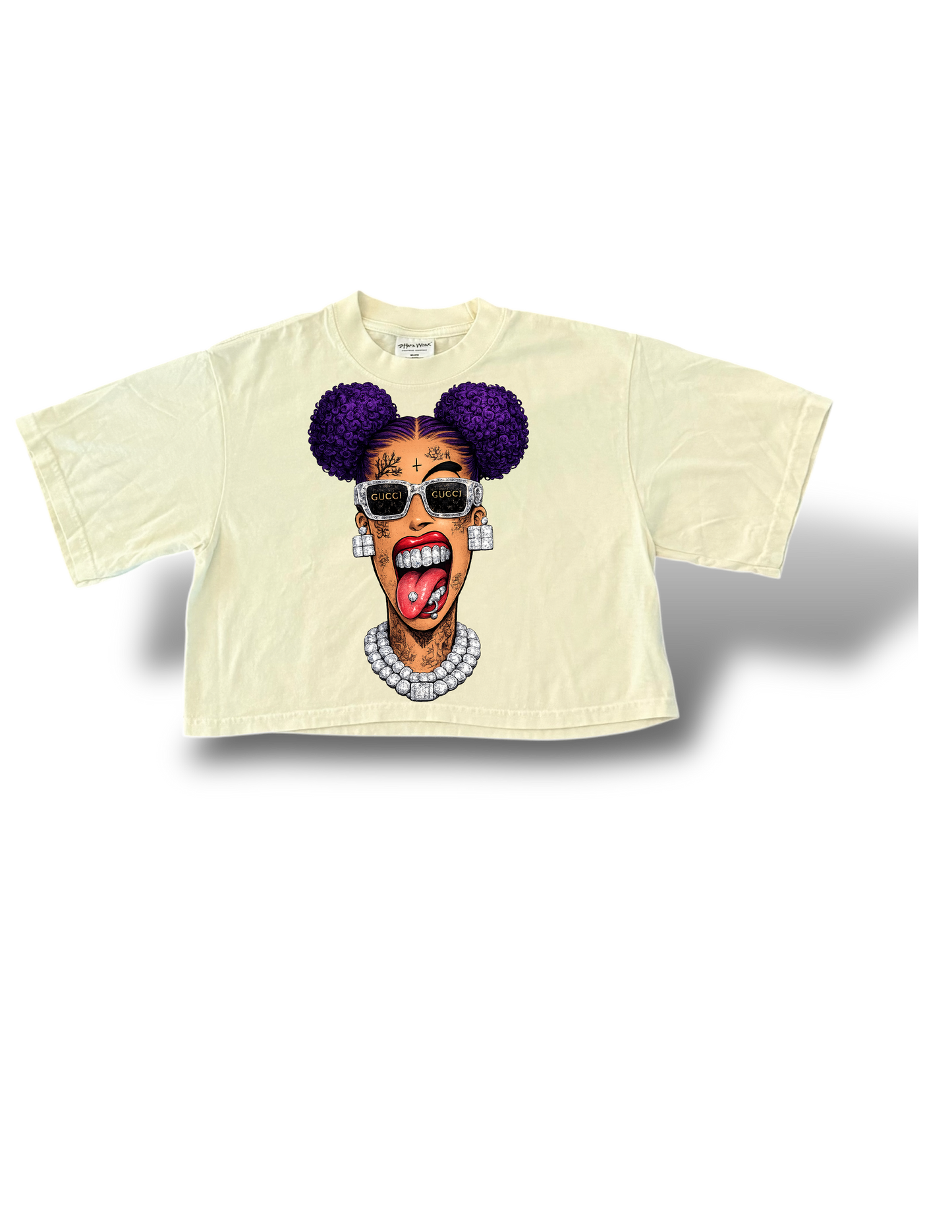 Stupid fresh woman’s character cropped box shirt