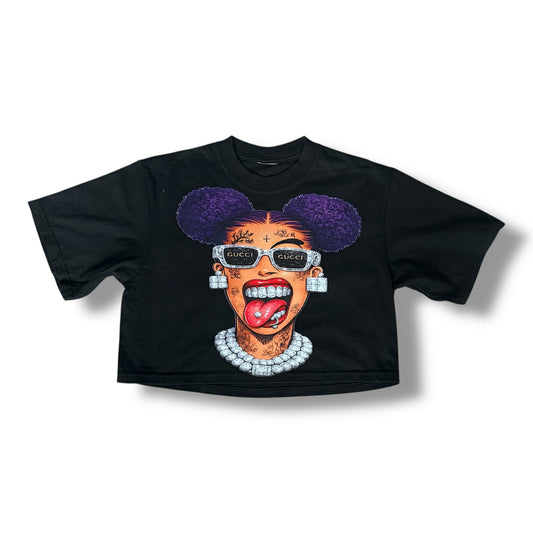 Stupid fresh woman’s character cropped box shirt