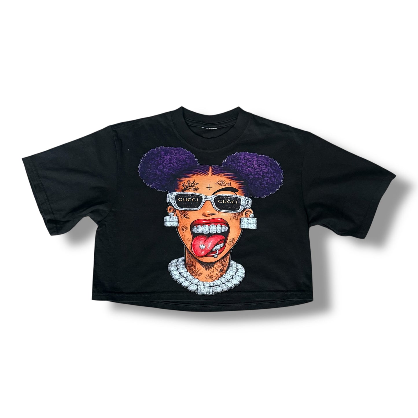Stupid fresh woman’s character cropped box shirt